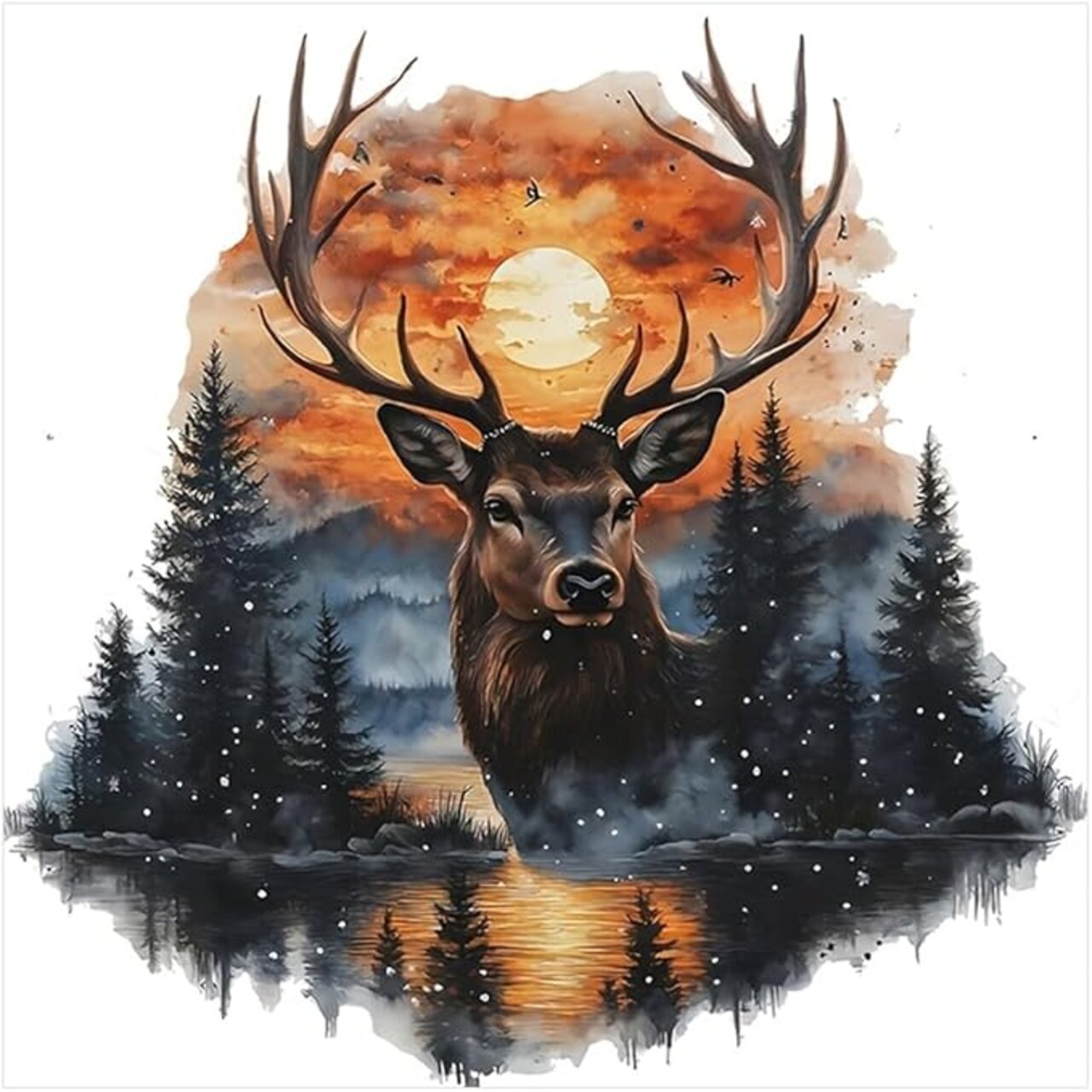 Deer Diamond Painting Kit for Adults, 5D Round Full Drill Diamond Art, DIY Paint by Diamonds Craft for Beginners, Home Wall Decor & Gift, 12 x 12 Inch